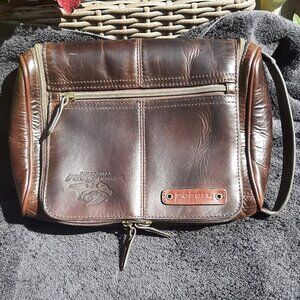 Fossil Men's Leather Hanging Toiletry Wash Bag Brown Travel Nashville Predators